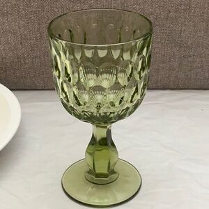 Vintage Fenton Thumprint Colonial Green Goblet